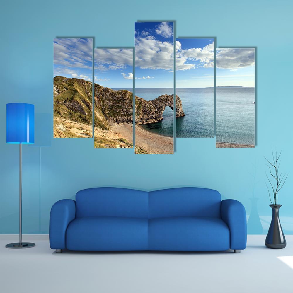 Durdle Door England Canvas Wall Art-5 Pop-Gallery Wrap-47" x 32"-Tiaracle