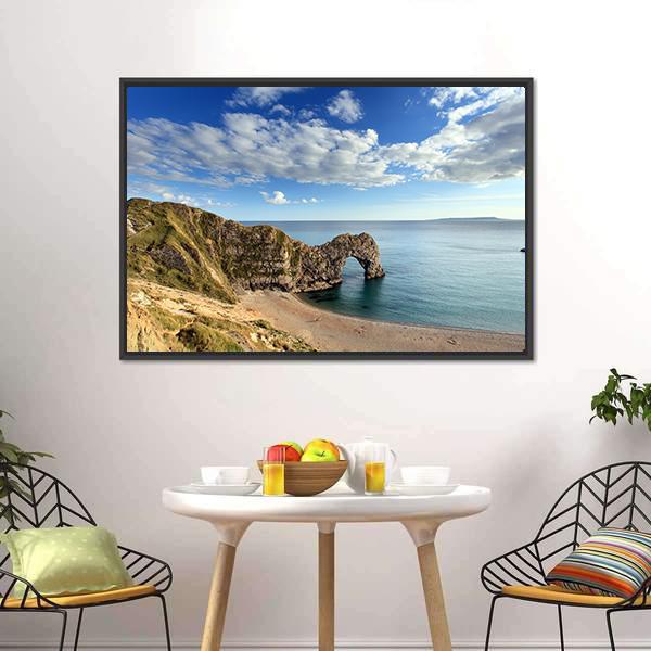 Durdle Door England Canvas Wall Art-1 Piece-Floating Frame-24" x 16"-Tiaracle