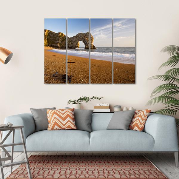 Durdle Door Natural Rock Arch In Dorset England Canvas Wall Art-4 Horizontal-Gallery Wrap-34" x 24"-Tiaracle
