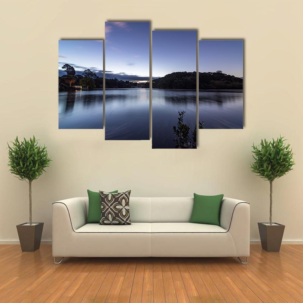 Dusk At Haruru Campsite Canvas Wall Art-4 Pop-Gallery Wrap-50" x 32"-Tiaracle
