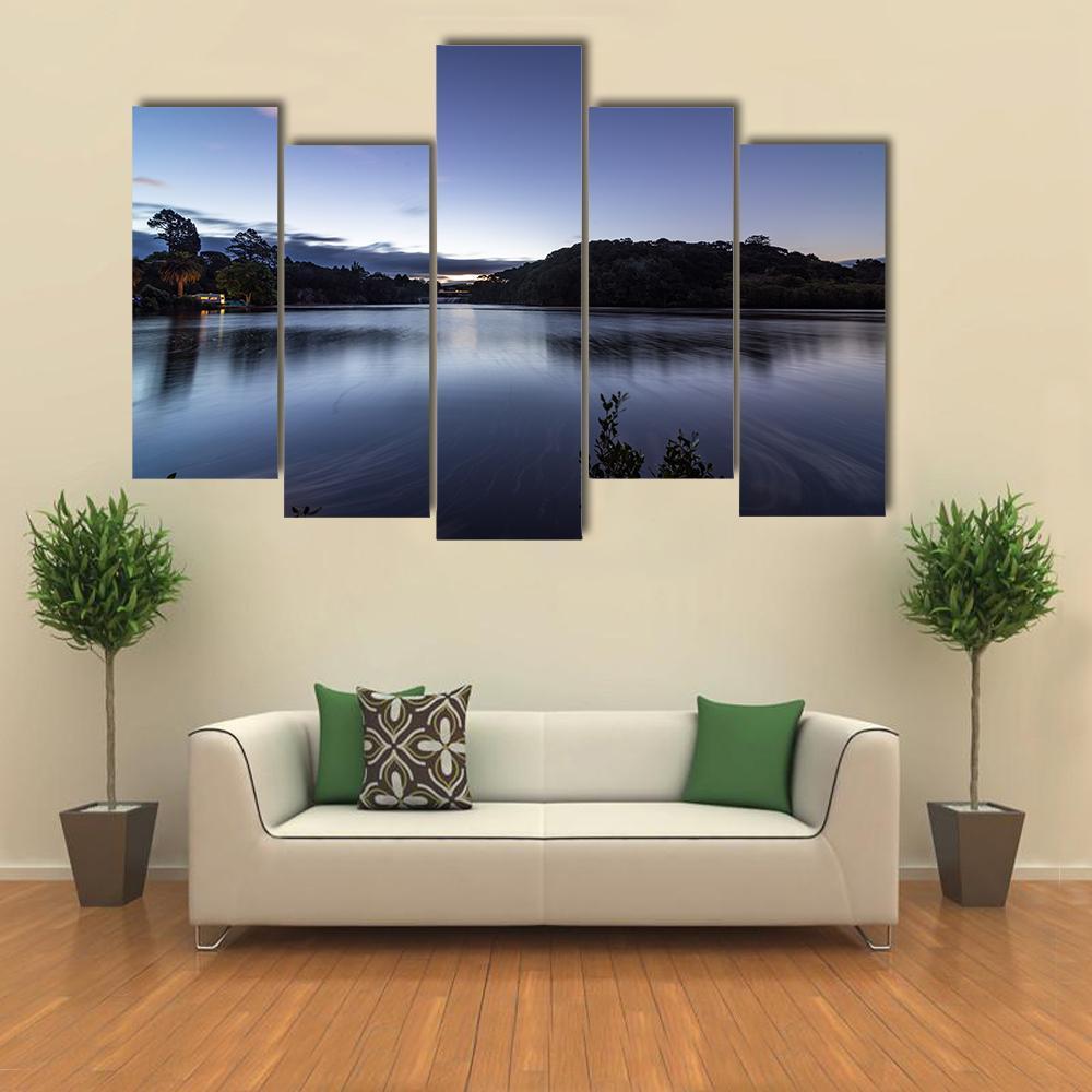 Dusk At Haruru Campsite Canvas Wall Art-5 Pop-Gallery Wrap-47" x 32"-Tiaracle