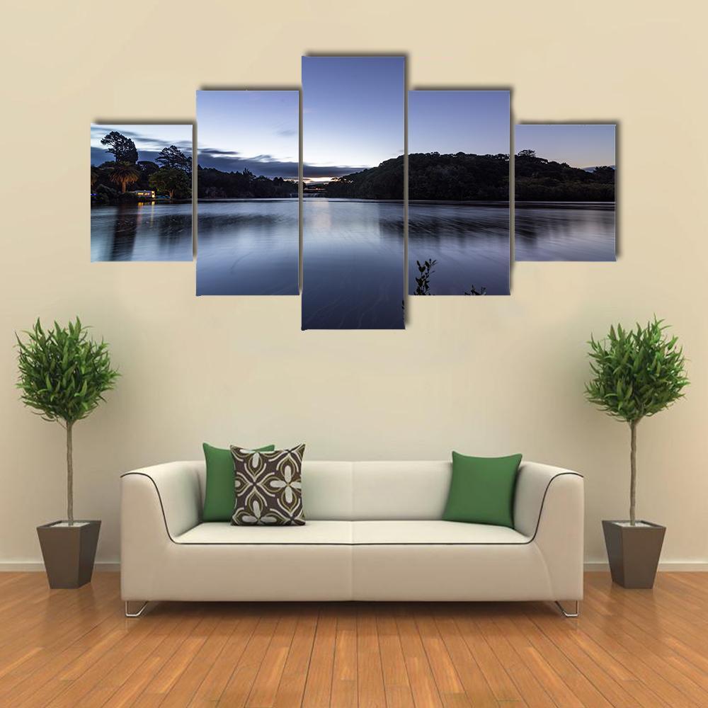 Dusk At Haruru Campsite Canvas Wall Art-5 Star-Gallery Wrap-62" x 32"-Tiaracle