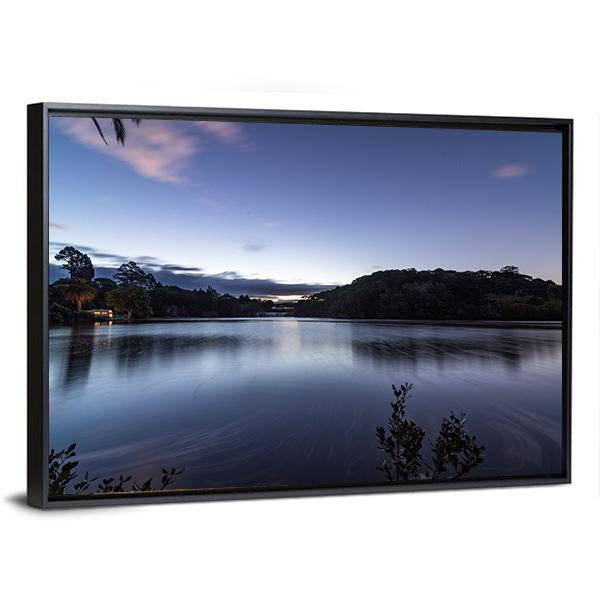 Dusk At Haruru Campsite Canvas Wall Art-3 Horizontal-Gallery Wrap-25" x 16"-Tiaracle