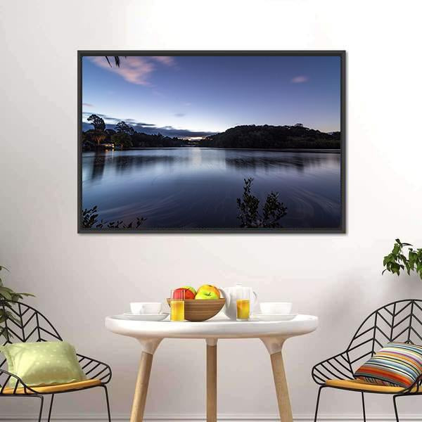 Dusk At Haruru Campsite Canvas Wall Art-1 Piece-Floating Frame-24" x 16"-Tiaracle