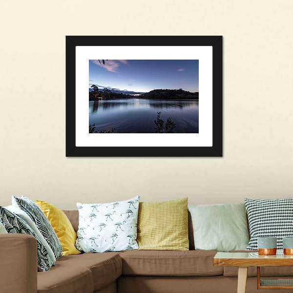 Dusk At Haruru Campsite Canvas Wall Art-1 Piece-Framed Print-20" x 16"-Tiaracle
