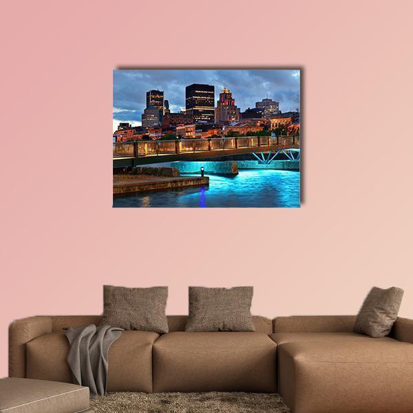 Old Street In Montreal Canvas Wall Art-1 Piece-Gallery Wrap-48" x 32"-Tiaracle