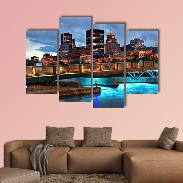 Old Street In Montreal Canvas Wall Art-4 Pop-Gallery Wrap-50" x 32"-Tiaracle