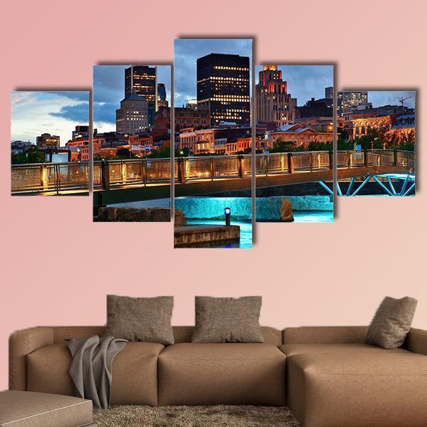 Old Street In Montreal Canvas Wall Art-5 Star-Gallery Wrap-62" x 32"-Tiaracle