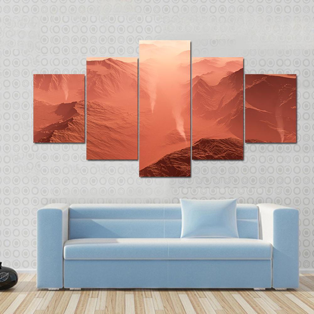 Dust Storm On Mars Canvas Wall Art-3 Horizontal-Gallery Wrap-37" x 24"-Tiaracle