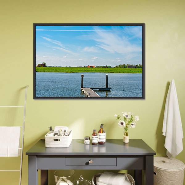 Dutch Village From Rhine Canvas Wall Art-1 Piece-Floating Frame-24" x 16"-Tiaracle