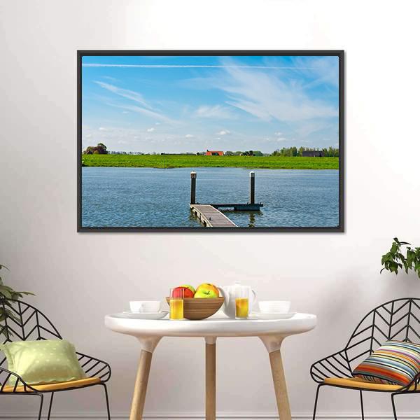 Dutch Village From Rhine Canvas Wall Art-3 Horizontal-Gallery Wrap-25" x 16"-Tiaracle