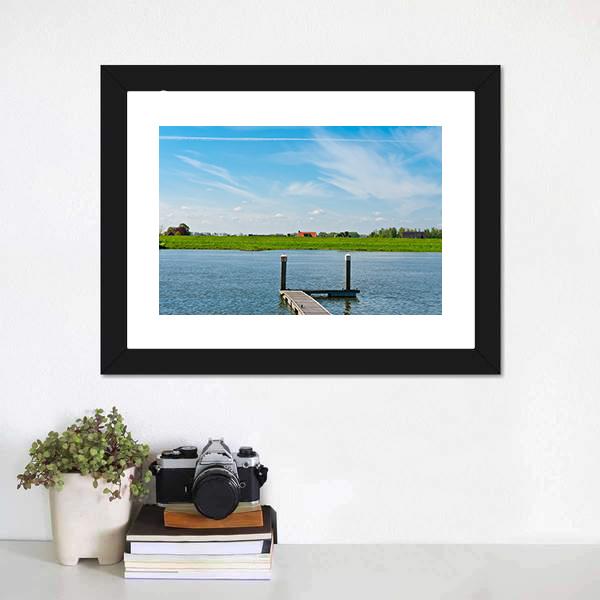 Dutch Village From Rhine Canvas Wall Art-1 Piece-Framed Print-20" x 16"-Tiaracle