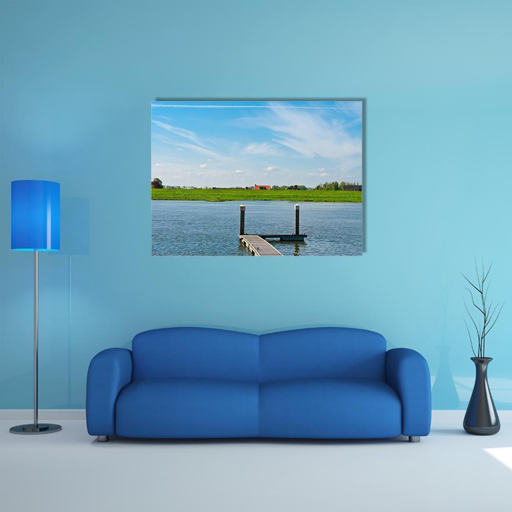 Dutch Village From Rhine Canvas Wall Art-1 Piece-Gallery Wrap-48" x 32"-Tiaracle