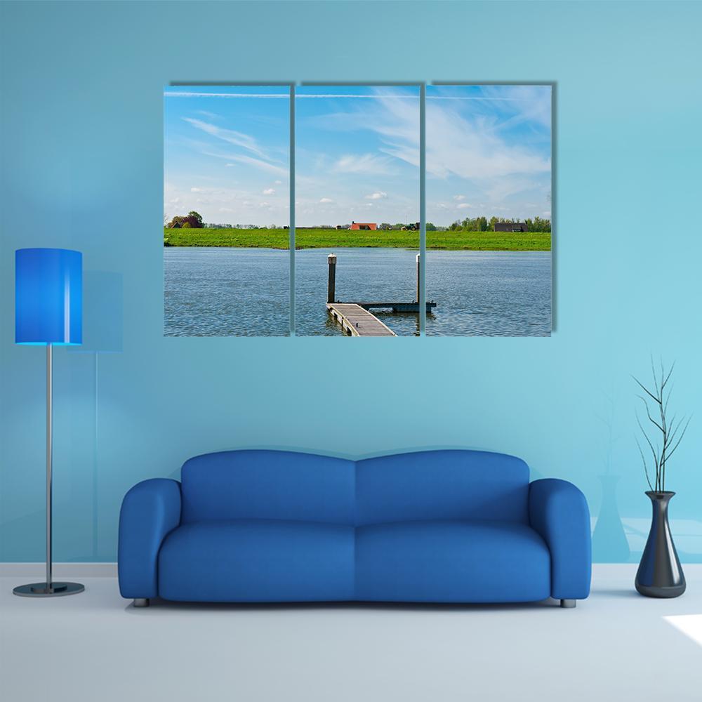 Dutch Village From Rhine Canvas Wall Art-3 Horizontal-Gallery Wrap-37" x 24"-Tiaracle