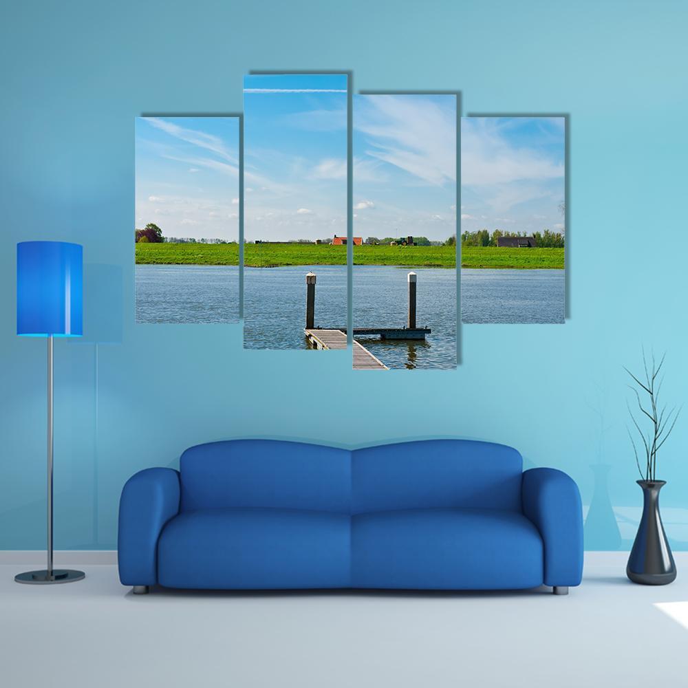 Dutch Village From Rhine Canvas Wall Art-4 Pop-Gallery Wrap-50" x 32"-Tiaracle