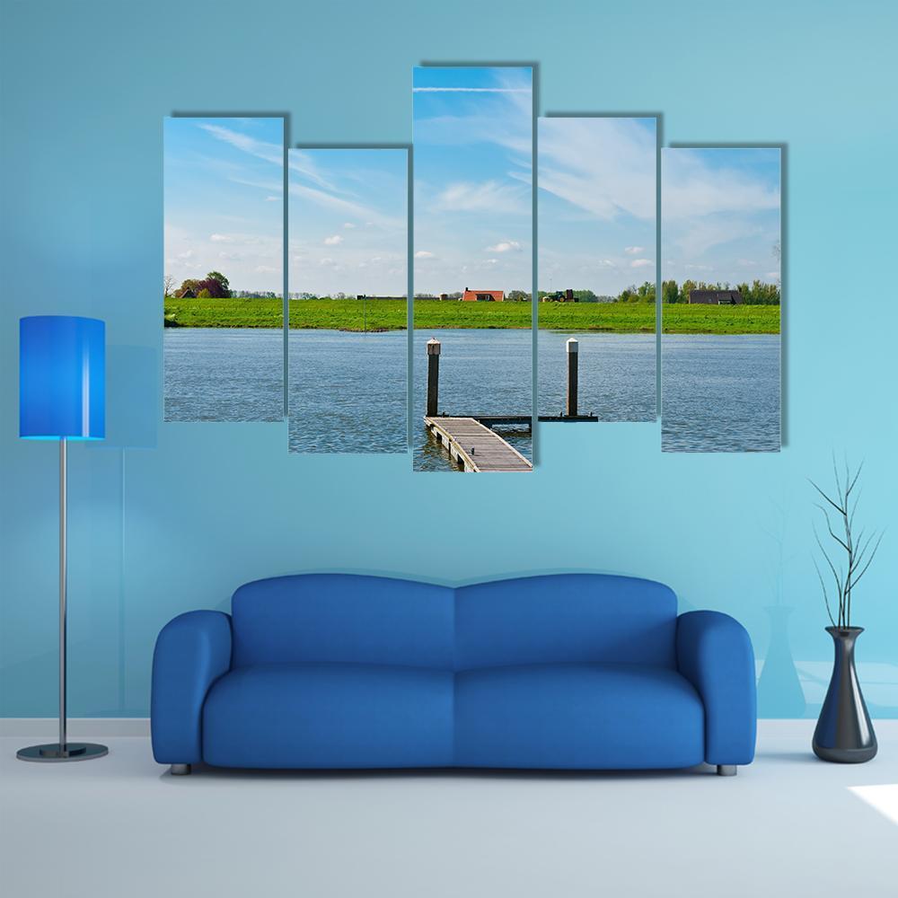 Dutch Village From Rhine Canvas Wall Art-5 Pop-Gallery Wrap-47" x 32"-Tiaracle