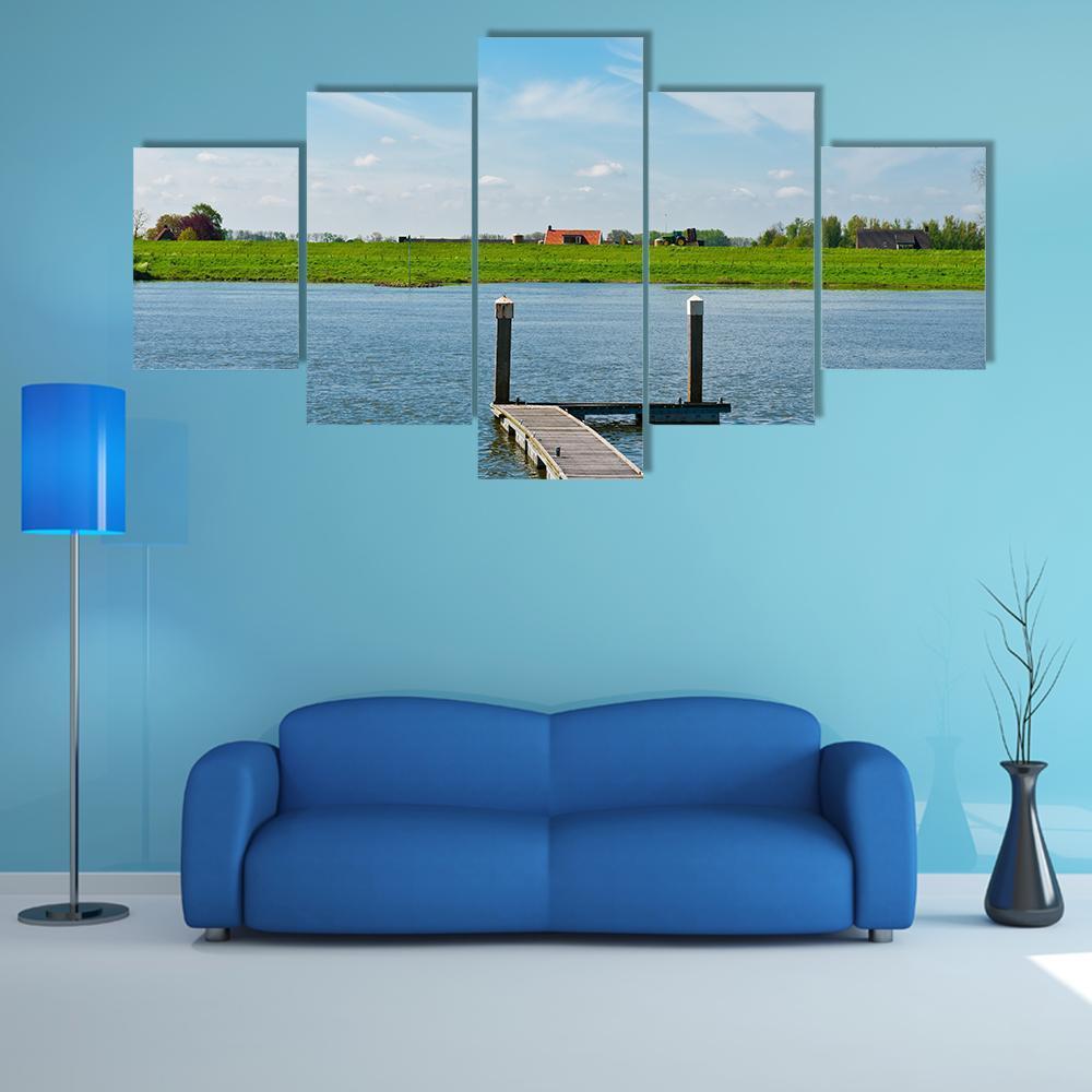 Dutch Village From Rhine Canvas Wall Art-5 Star-Gallery Wrap-62" x 32"-Tiaracle