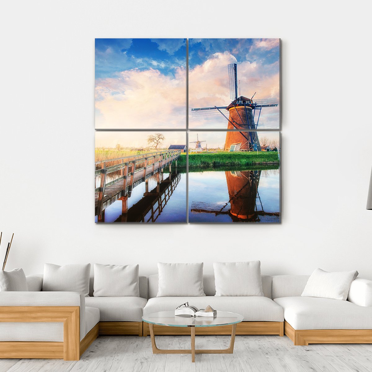 Dutch Windmills Canvas Wall Art-4 Square-Gallery Wrap-17" x 17"-Tiaracle