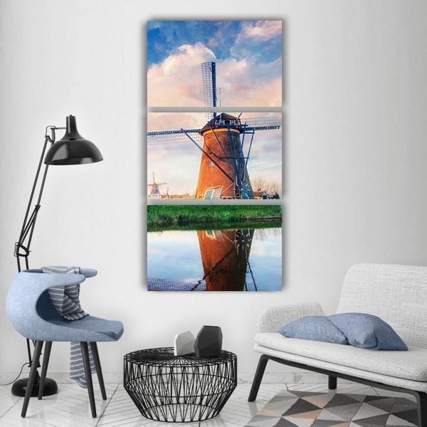 Dutch Windmills Vertical Canvas Wall Art-1 Vertical-Gallery Wrap-12" x 24"-Tiaracle
