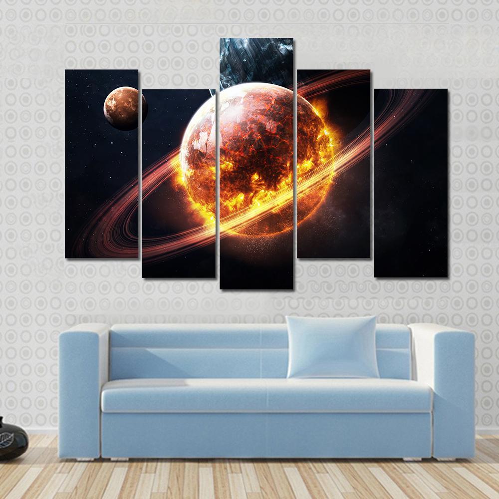Dying Planet Canvas Wall Art-5 Pop-Gallery Wrap-47" x 32"-Tiaracle