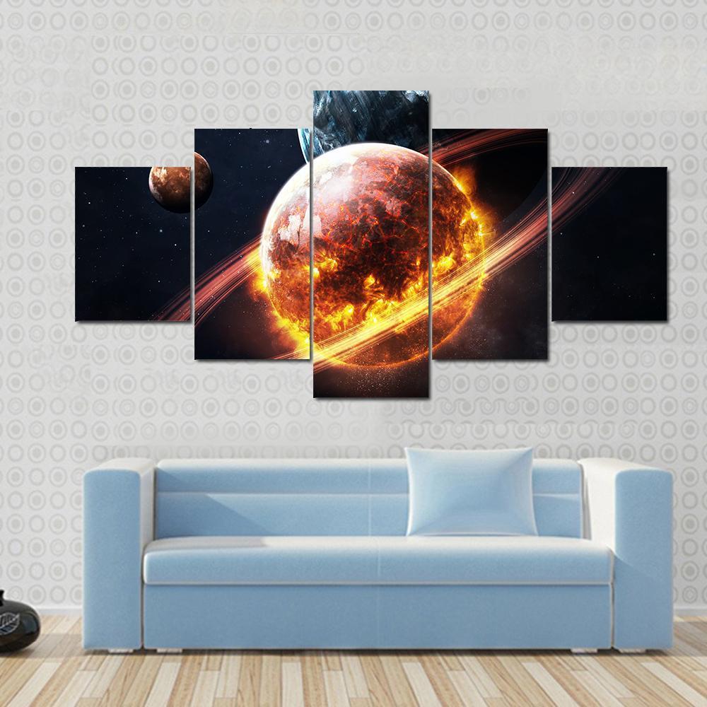 Dying Planet Canvas Wall Art-5 Star-Gallery Wrap-62" x 32"-Tiaracle
