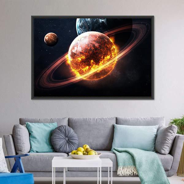 Dying Planet Canvas Wall Art-1 Piece-Floating Frame-24" x 16"-Tiaracle