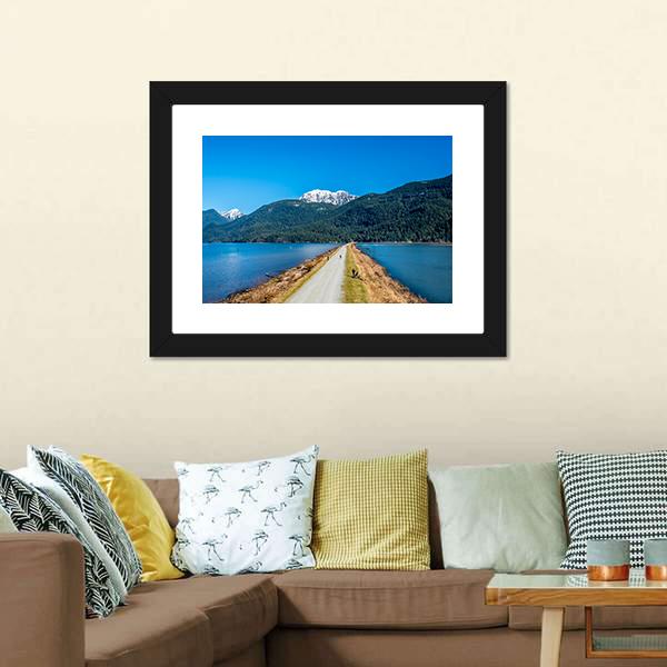 Dyke Separating Pitt Lake Canvas Wall Art-1 Piece-Framed Print-20" x 16"-Tiaracle