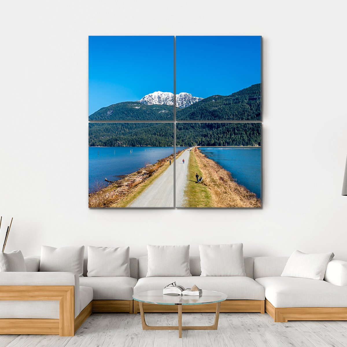 Dyke Separating Pitt Lake Canvas Wall Art-4 Square-Gallery Wrap-17" x 17"-Tiaracle