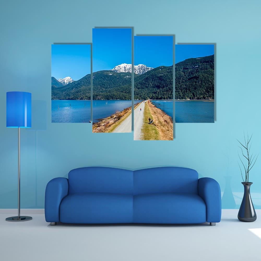 Dyke Separating Pitt Lake Canvas Wall Art-4 Pop-Gallery Wrap-50" x 32"-Tiaracle
