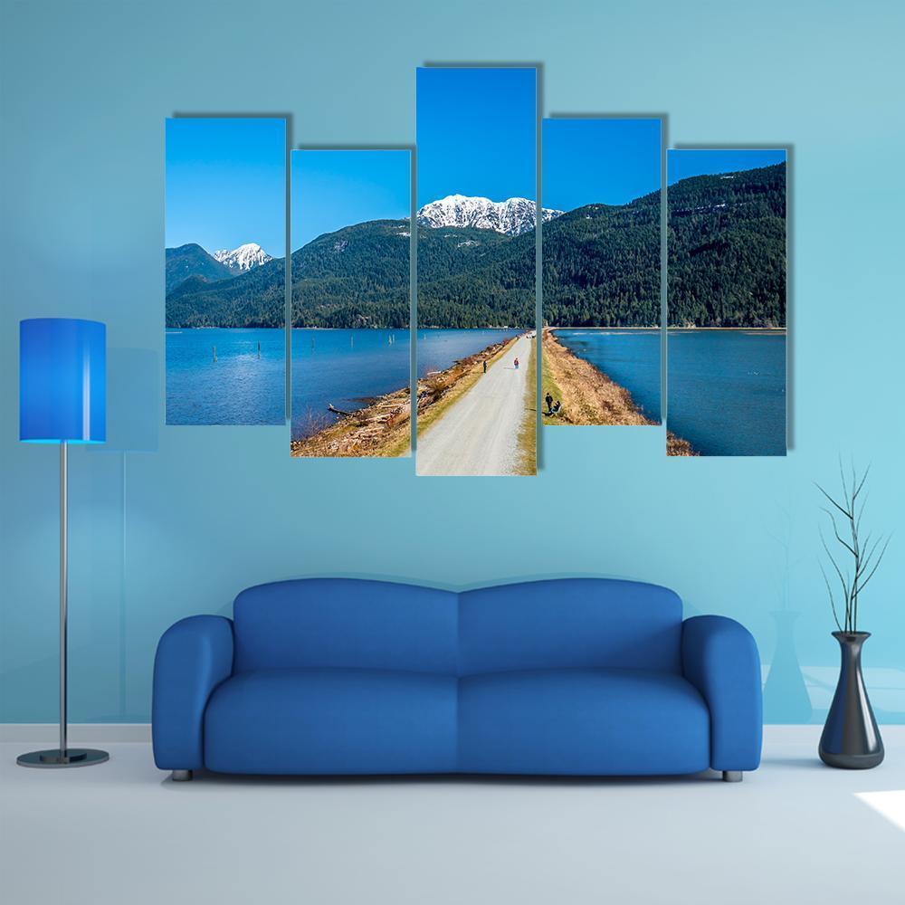 Dyke Separating Pitt Lake Canvas Wall Art-5 Pop-Gallery Wrap-47" x 32"-Tiaracle