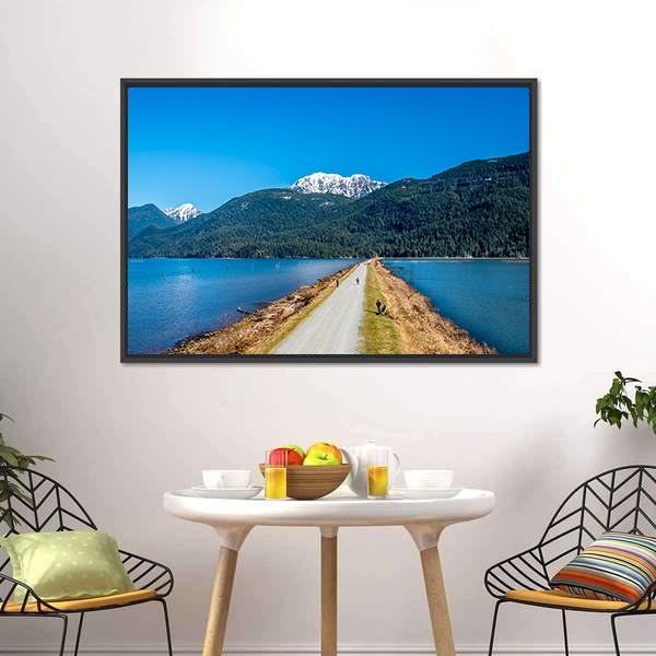 Dyke Separating Pitt Lake Canvas Wall Art-1 Piece-Floating Frame-24" x 16"-Tiaracle
