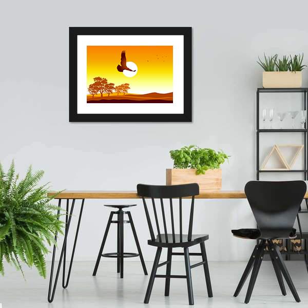 Eagle Flying At Sunrise Canvas Wall Art-5 Horizontal-Gallery Wrap-22" x 12"-Tiaracle