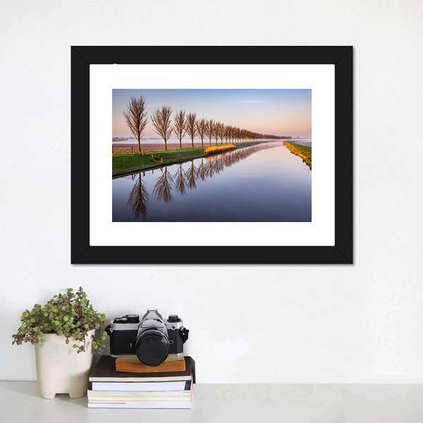 Early Morning By A Dutch Canal Canvas Wall Art-3 Horizontal-Gallery Wrap-25" x 16"-Tiaracle