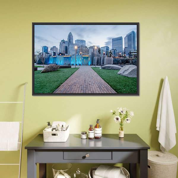 Early Morning Over Charlotte Canvas Wall Art-5 Horizontal-Gallery Wrap-22" x 12"-Tiaracle