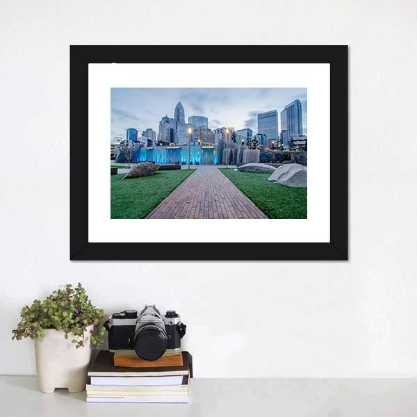 Early Morning Over Charlotte Canvas Wall Art-5 Horizontal-Gallery Wrap-22" x 12"-Tiaracle