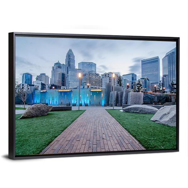 Early Morning Over Charlotte Canvas Wall Art-5 Horizontal-Gallery Wrap-22" x 12"-Tiaracle
