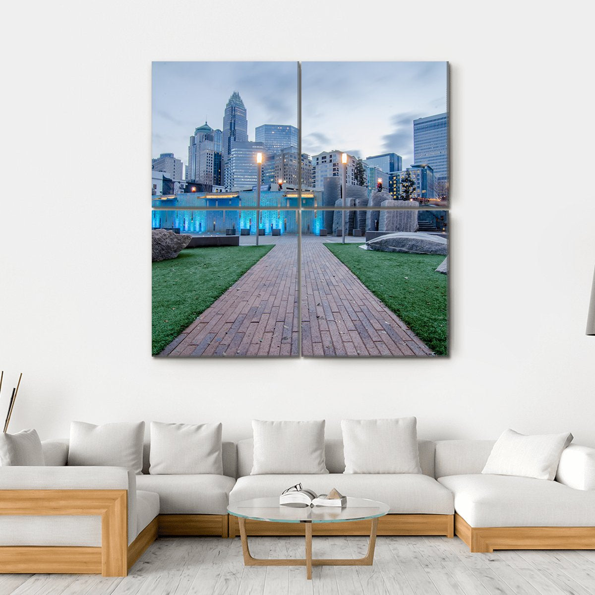 Early Morning Over Charlotte Canvas Wall Art-4 Square-Gallery Wrap-17" x 17"-Tiaracle