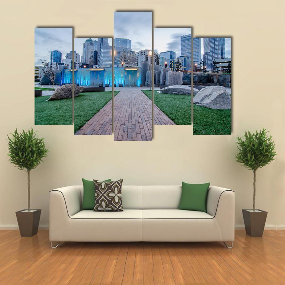 Early Morning Over Charlotte Canvas Wall Art-5 Pop-Gallery Wrap-47" x 32"-Tiaracle