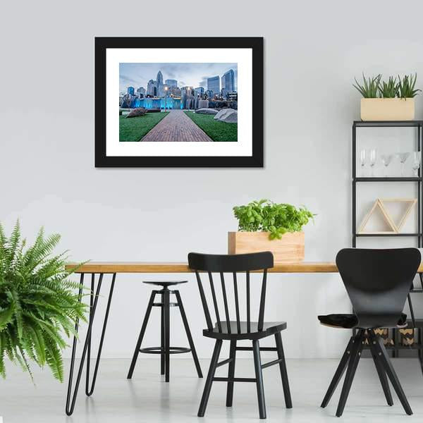 Early Morning Over Charlotte Canvas Wall Art-3 Horizontal-Gallery Wrap-25" x 16"-Tiaracle