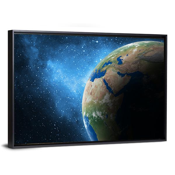Earth And Galaxy Canvas Wall Art-3 Horizontal-Gallery Wrap-25" x 16"-Tiaracle