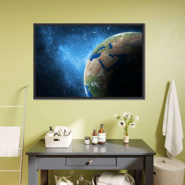 Earth And Galaxy Canvas Wall Art-3 Horizontal-Gallery Wrap-25" x 16"-Tiaracle