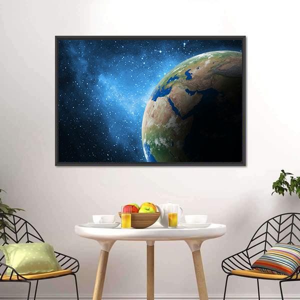 Earth And Galaxy Canvas Wall Art-1 Piece-Floating Frame-24" x 16"-Tiaracle