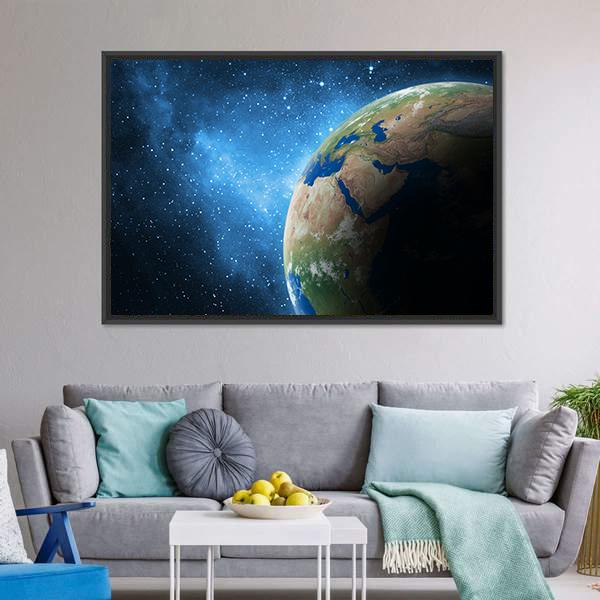 Earth And Galaxy Canvas Wall Art-3 Horizontal-Gallery Wrap-25" x 16"-Tiaracle