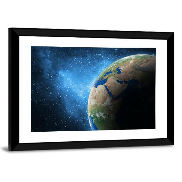 Earth And Galaxy Canvas Wall Art-3 Horizontal-Gallery Wrap-25" x 16"-Tiaracle