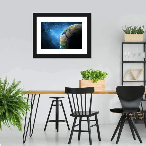 Earth And Galaxy Canvas Wall Art-3 Horizontal-Gallery Wrap-25" x 16"-Tiaracle