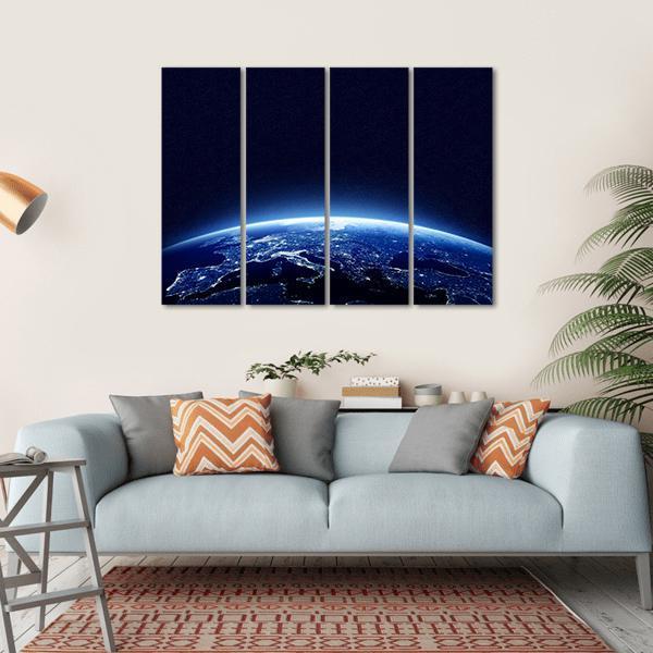 Earth At Night Canvas Wall Art-4 Horizontal-Gallery Wrap-34" x 24"-Tiaracle