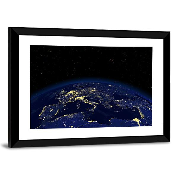 Earth At Night From Space Canvas Wall Art-3 Horizontal-Gallery Wrap-25" x 16"-Tiaracle