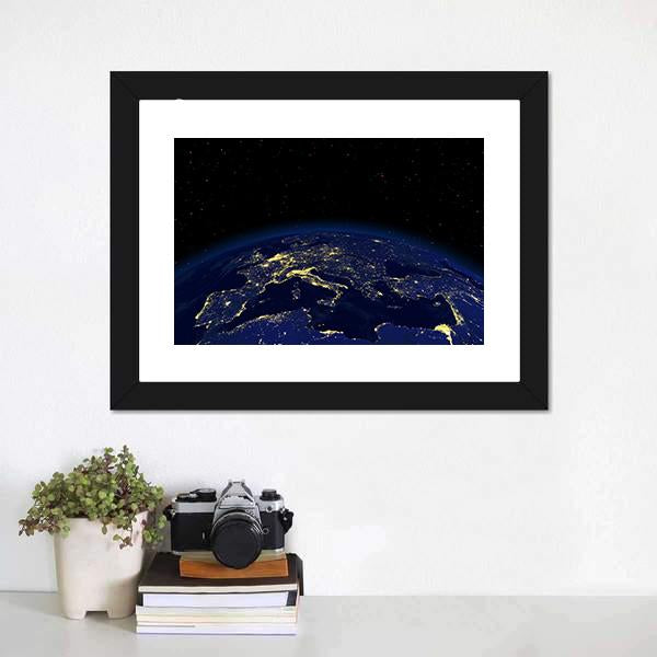Earth At Night From Space Canvas Wall Art-3 Horizontal-Gallery Wrap-25" x 16"-Tiaracle