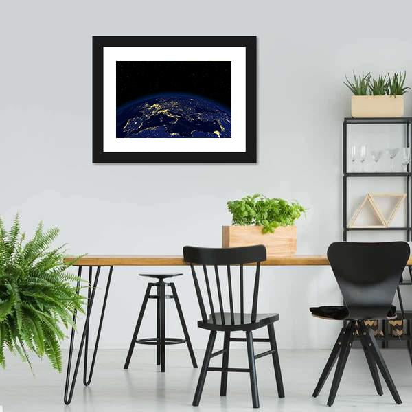 Earth At Night From Space Canvas Wall Art-3 Horizontal-Gallery Wrap-25" x 16"-Tiaracle