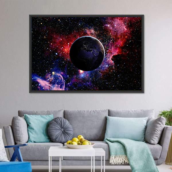 Earth From Galaxy Panoramic Canvas Wall Art-1 Piece-36" x 12"-Tiaracle